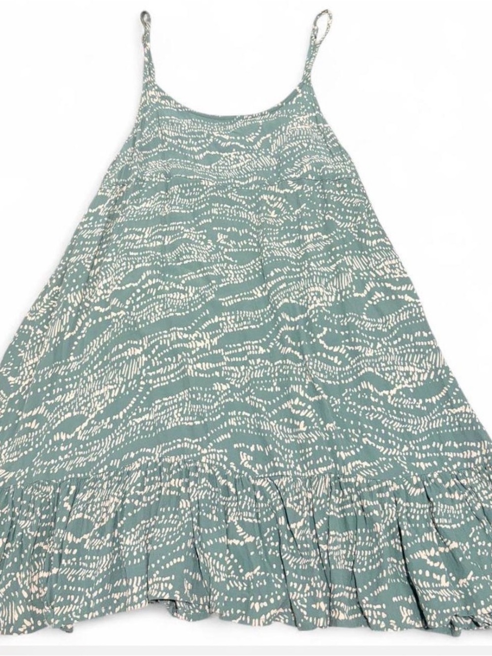 Urban Outfitters Light Teal Printed A-Line Baby Doll Dress  with Ruffle Hem